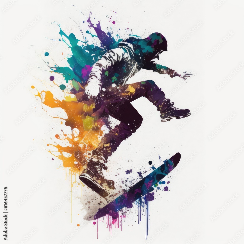 Obraz premium snowboarder jumping in the air. generative AI. 