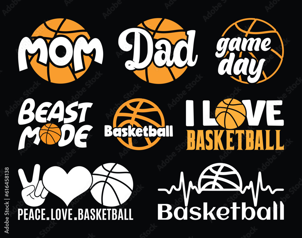 Basketball  T shirt Design Bundle, Vector Basketball T shirt  design, Basketball shirt  typography T shirt design Collection