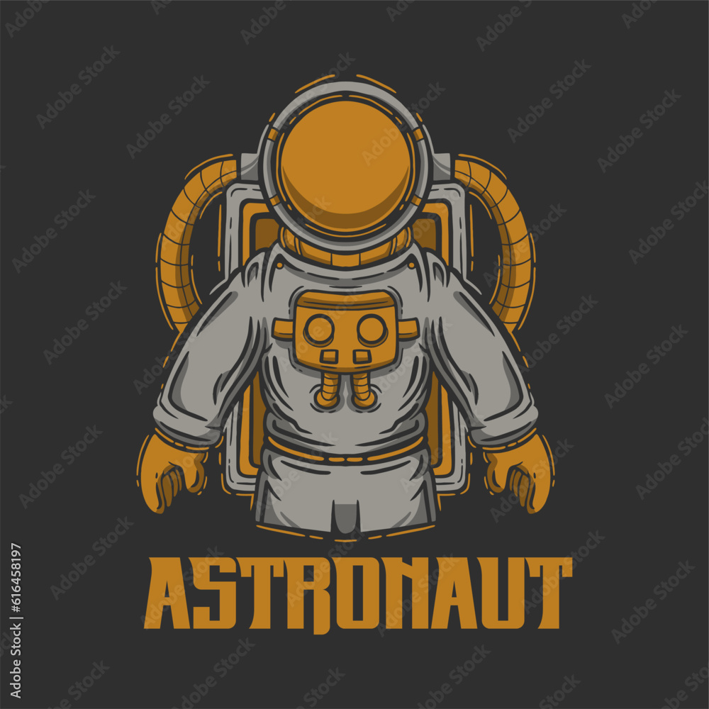 astronaut hand drawn illustration vector, vector astronaut vintage illustration for apparel