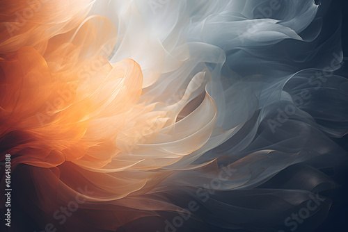 white blue orange black flower theme background, like abstract texture fabric petals flowing in the air - generative ai © JerreMaier