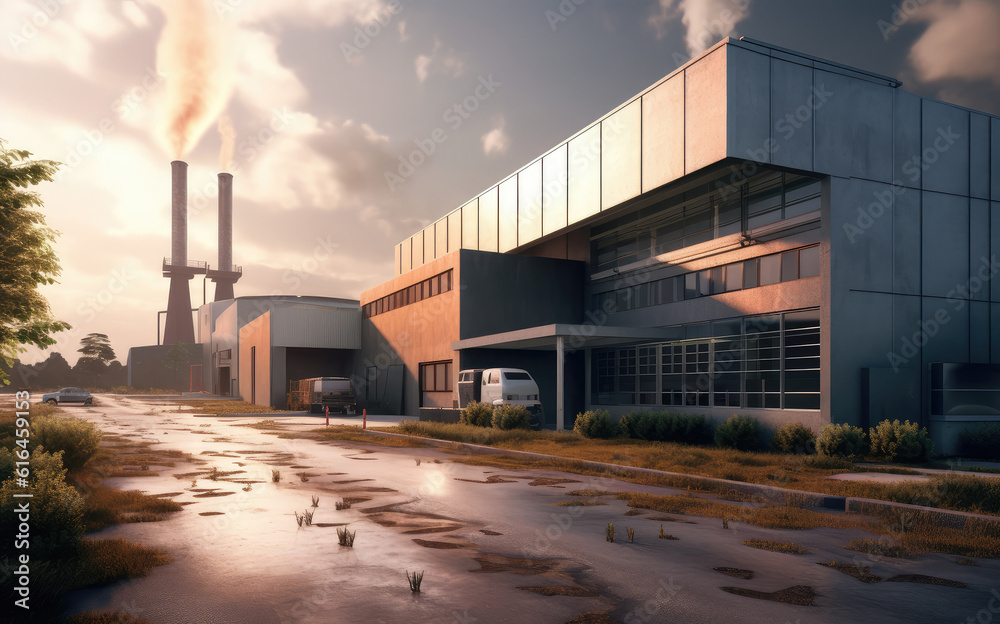 Fototapeta premium 3D modern factory building design