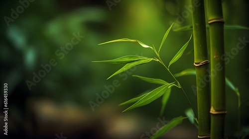 Nature Photography of Green Bamboo with Blurry Background. Created with Generative AI Technology