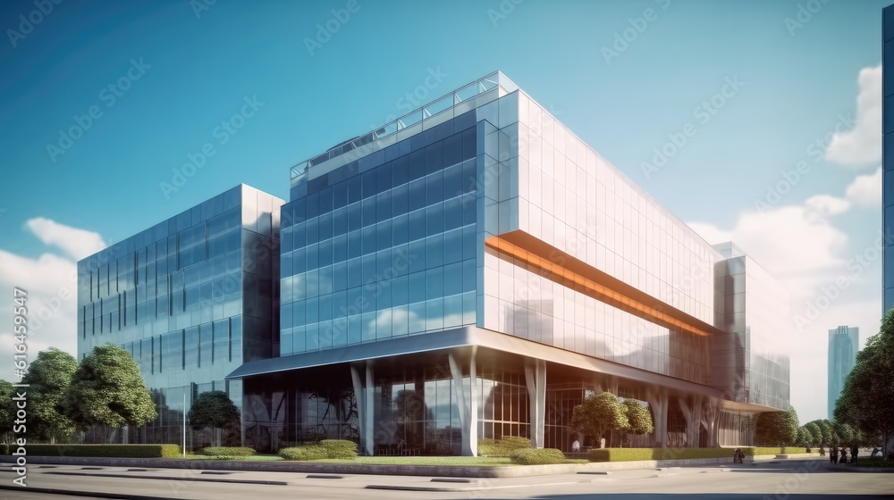 3D modern business office building