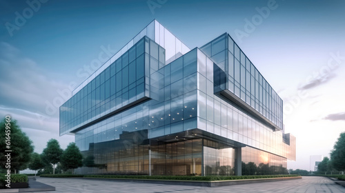 3D modern business office building