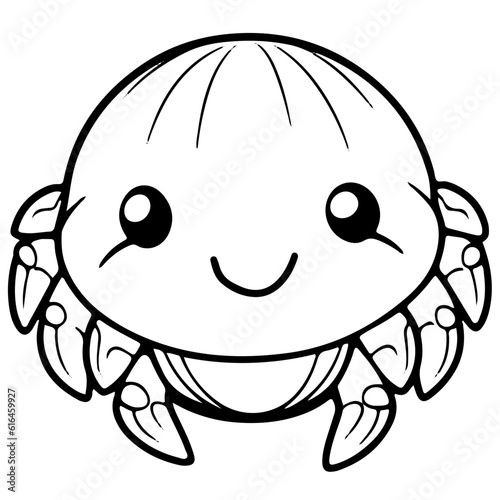 Cute crab outline vector illustration, seafood, Various marine life