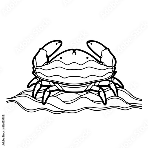 Cute crab outline vector illustration, seafood, Various marine life