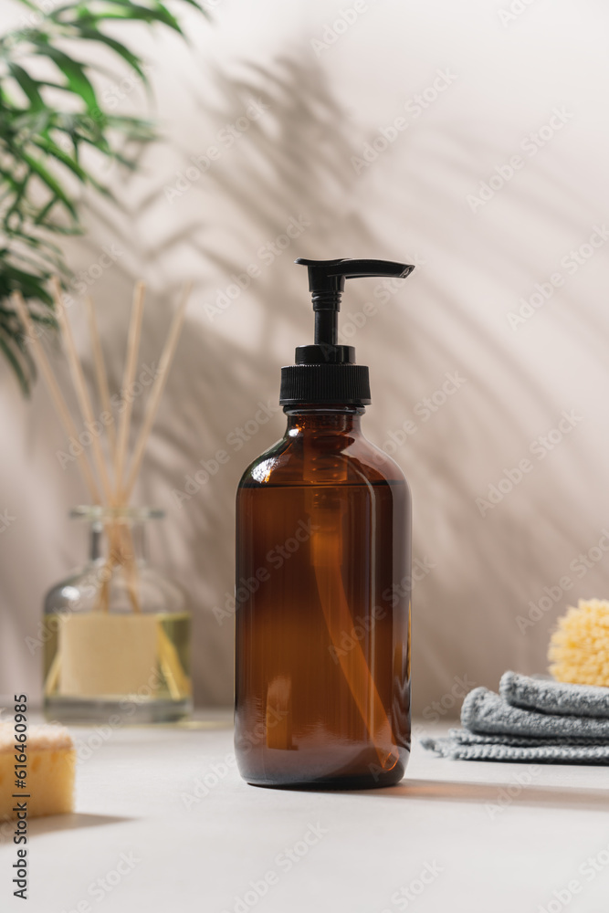 Zero waste cleaning. Glass bottle with cleaning products. Eco house cleaning concept Zero waste cleaning. Glass bottle with cleaning products. Eco house cleaning concept