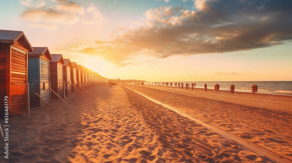 Summer sunset on the beaches of Lignano Sabbiadoro Summer sunset on the beaches of Lignano Sabbiadoro