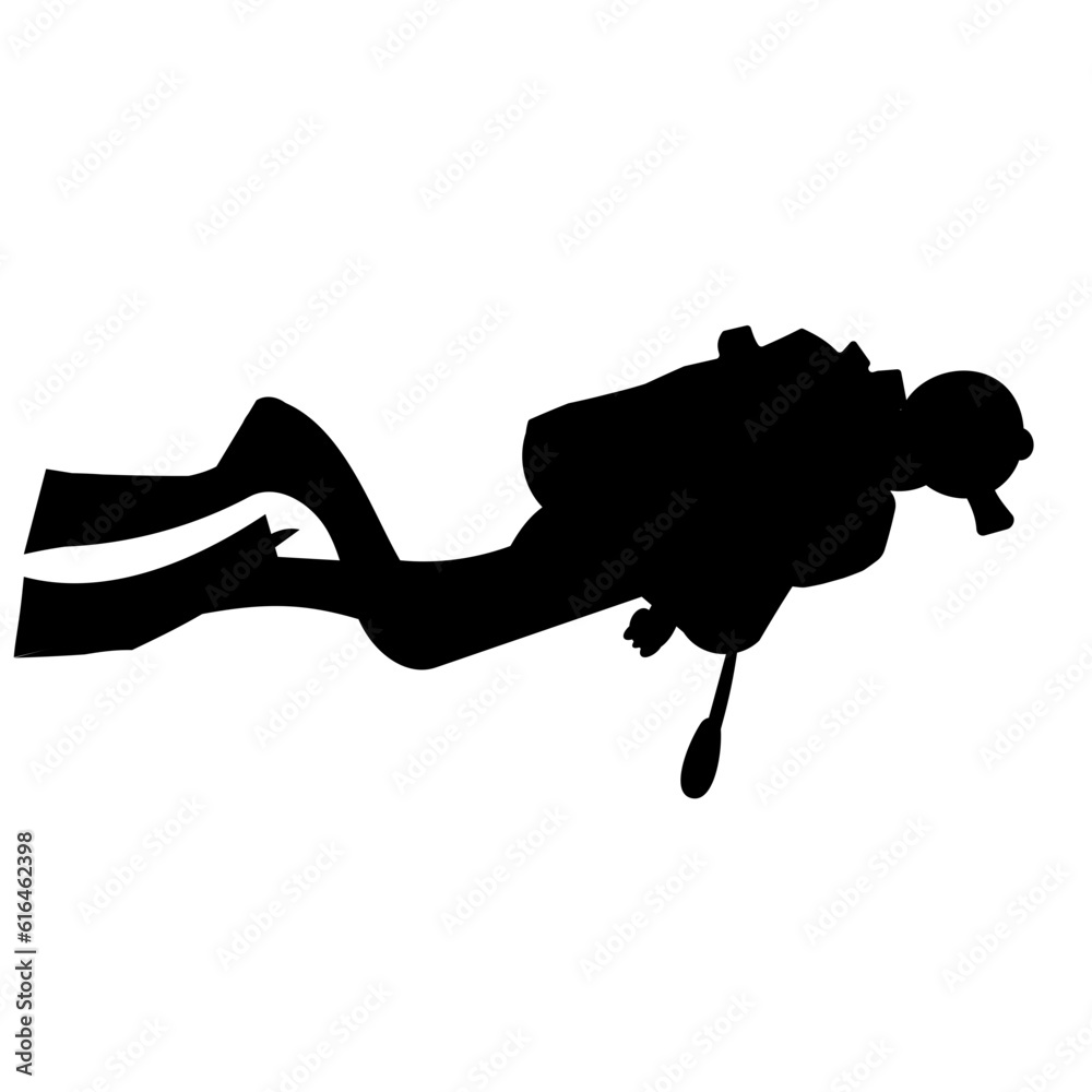 silhouette of a diver