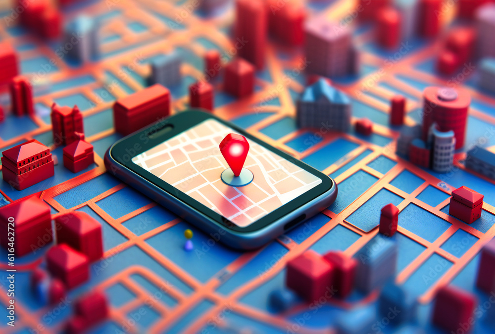 Fototapeta premium a mobile app with a gps pin on it for location tracking