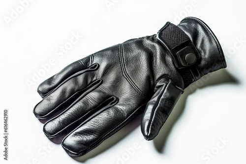 Black Leather Glove Isolated on Clean White Background – Elegant Fashion Accessory for Hand Protection, Stylish Winter Wear