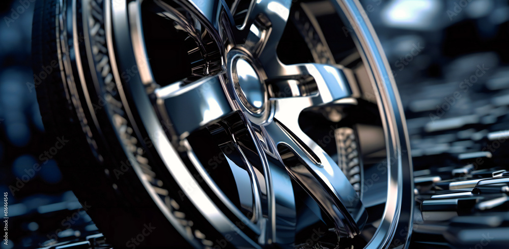 Fototapeta premium a silver rim on a dark backdro