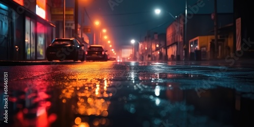 city street at night after rain