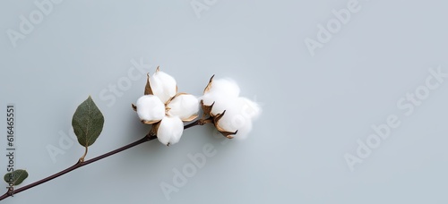 beautiful cotton branch with copy space banner background, Generative Ai	
 photo