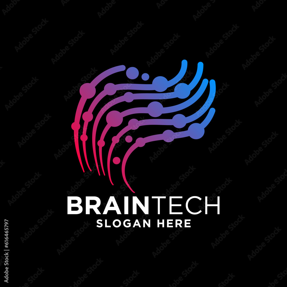 Fototapeta premium smart brain technology set digital logo idea Icon vector Template