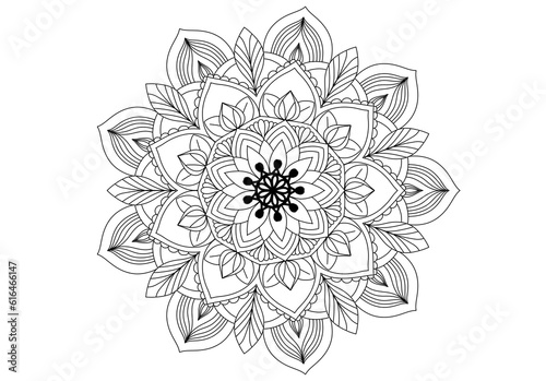 Mandala drawing on a white background  Ethnic mandala outline hand drawn  Decorative monochrome ethnic mandala pattern  Islam  Arabic  Indian  morocca.