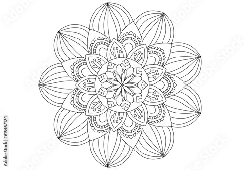 Mandala drawing on a white background  Ethnic mandala outline hand drawn  Decorative monochrome ethnic mandala pattern  Islam  Arabic  Indian  morocca.