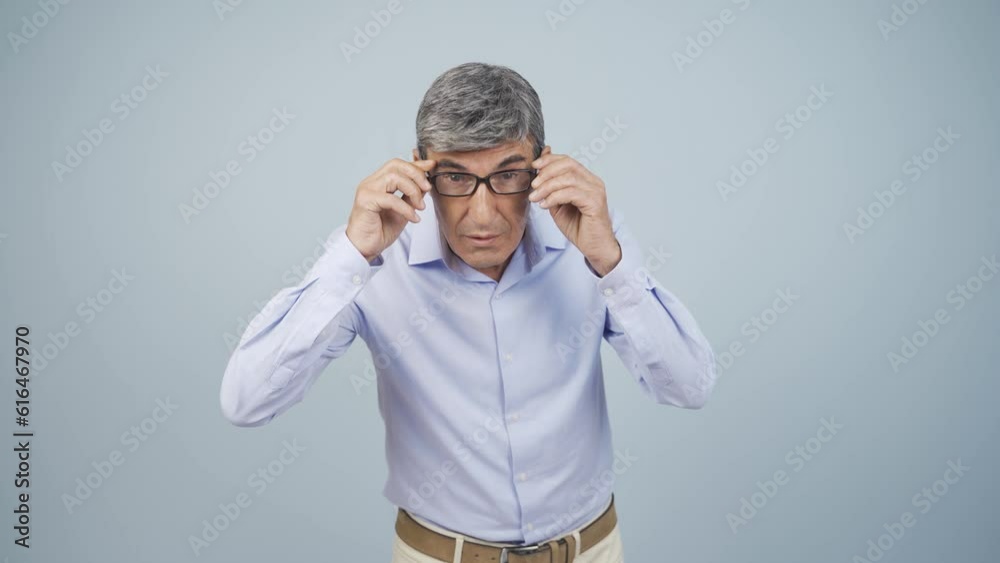 The old man who has trouble seeing. Eye problem.