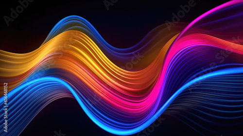 beautiful modern looking neon waves, ai generated image