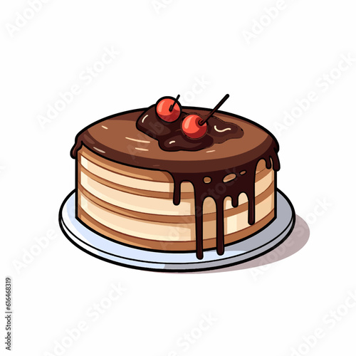 Cake with a chocolate topping  (Vector)