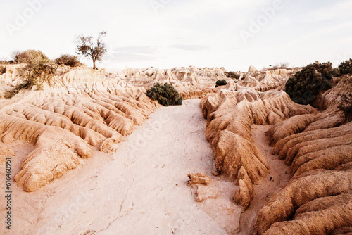 Landscape shot of land with rock wavy formation in rural place photo