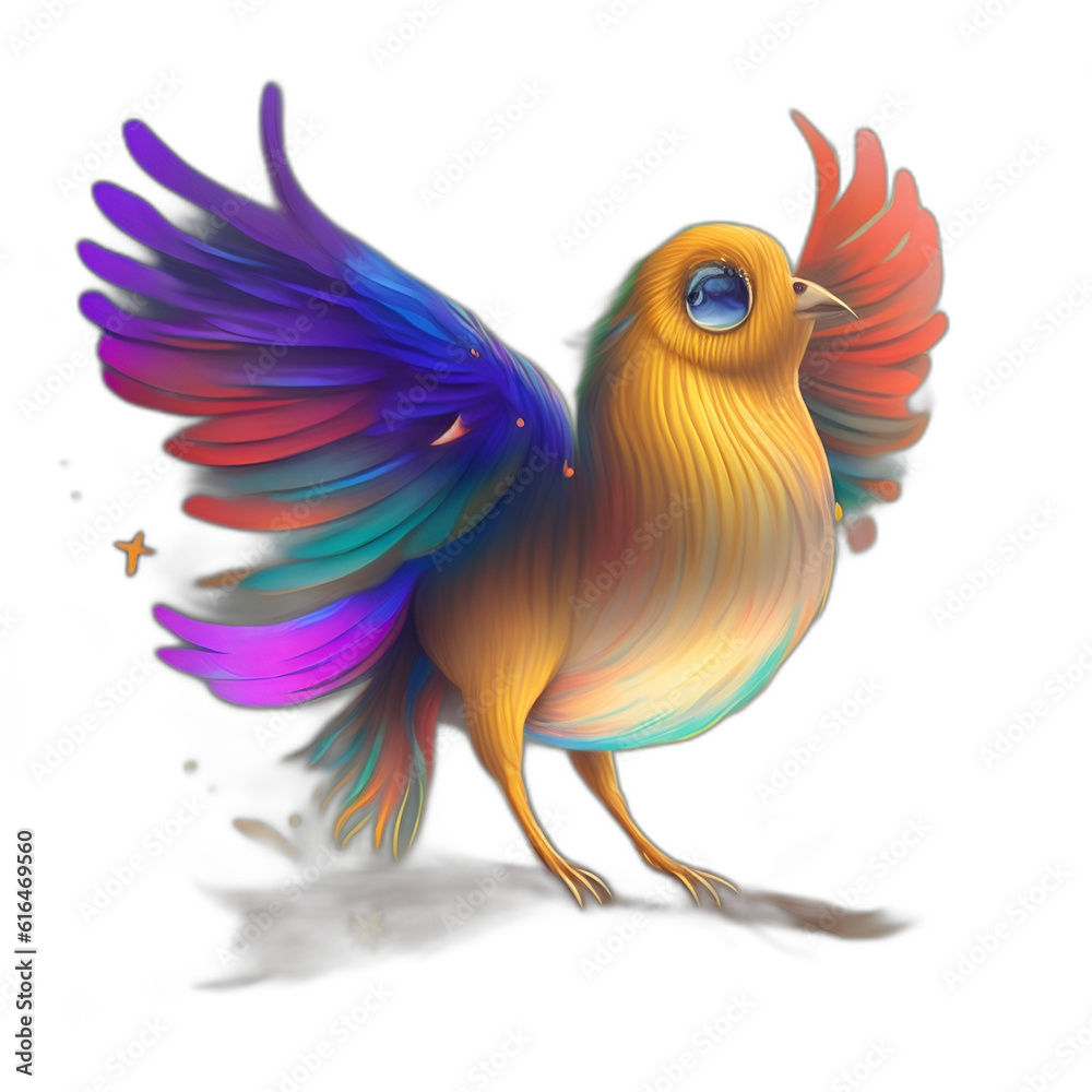 Magical bird with outstretched wings