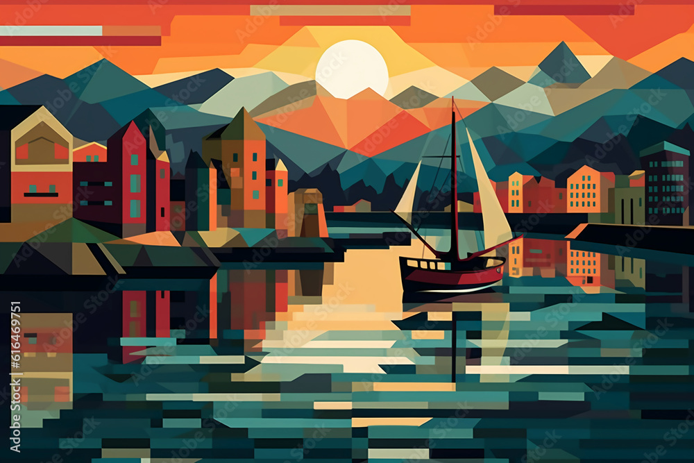 style tableau featuring a range of Norway's most iconic places. AI generative style tableau featuring a range of Norway's most iconic places. AI generative
