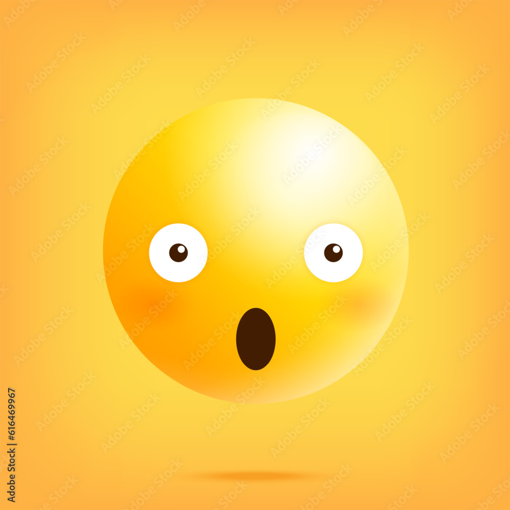 Smiling yellow emoticon on a yellow background. Vector illustration.