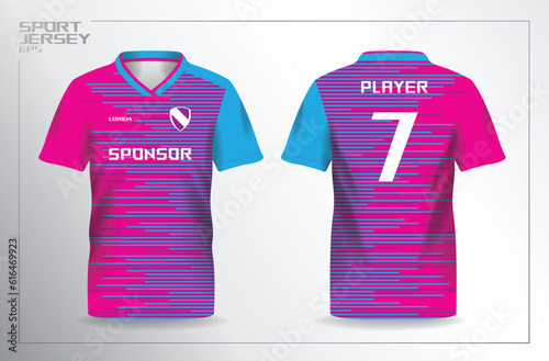 blue pink sport jersey for football and soccer shirt template