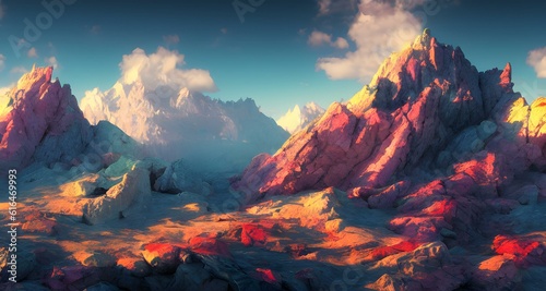 abstract multicolor mountain landscape  illustration   ai