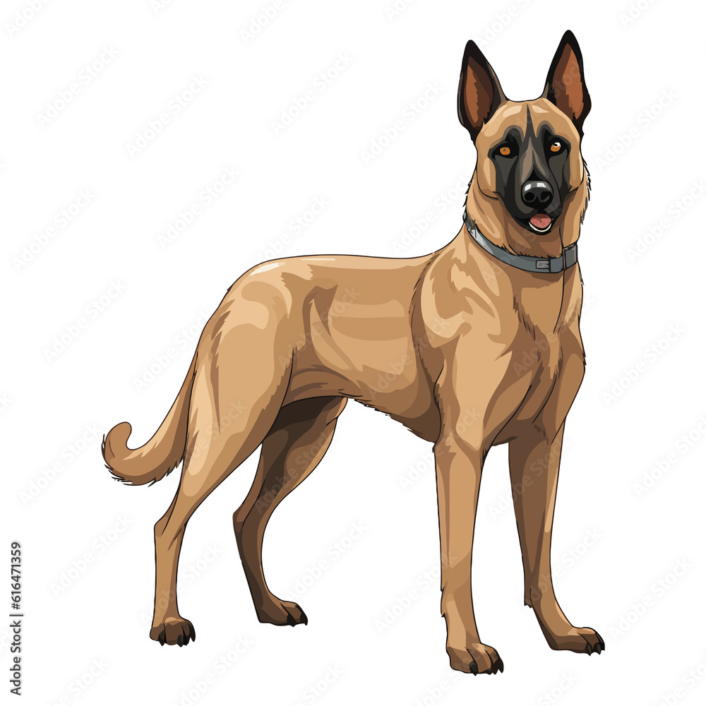 Endearing Protector: A Delightful 2D Illustration of a Cute Belgian Malinois