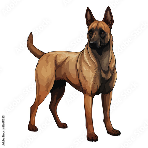 Endearing Protector  A Delightful 2D Illustration of a Cute Belgian Malinois