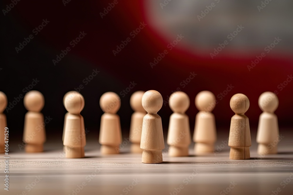 Generative AI illustration of HR manager or human resources. Leader stands out from crowd. Generative AI illustration of HR manager or human resources. Leader stands out from crowd.