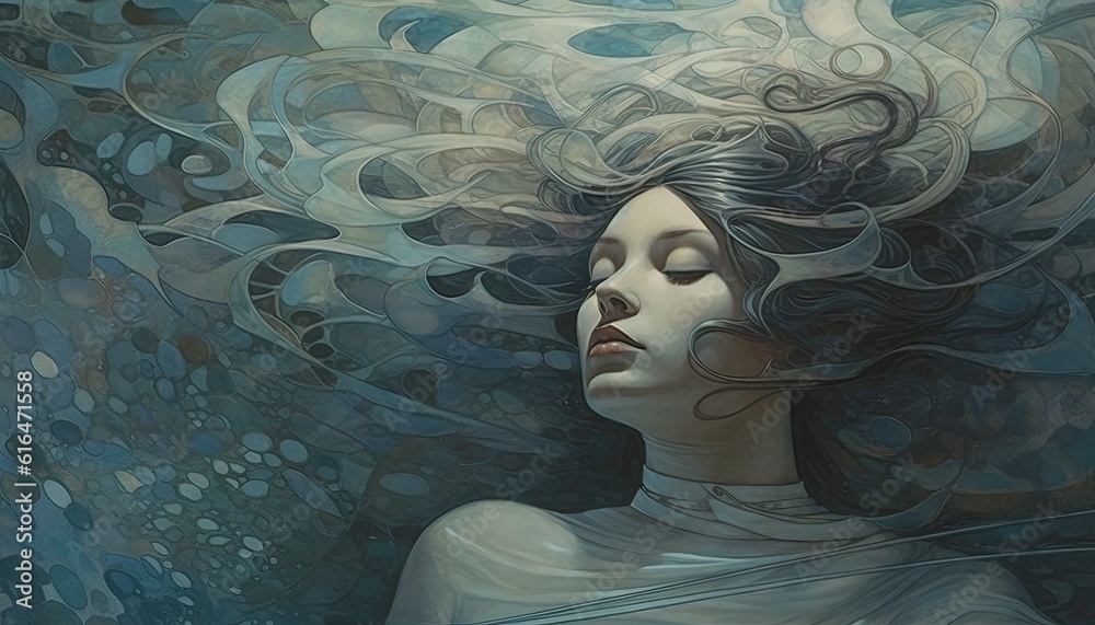 Between Sentient Generative AI illustration of the intricacies of the human thought ...