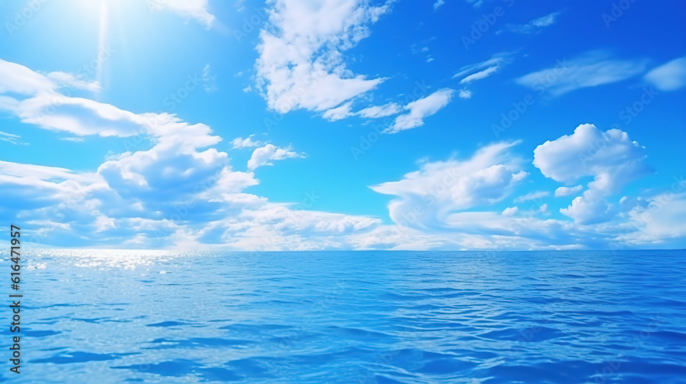 Obraz premium Beautiful blue sky. Beautiful clouds. Beautiful blue sea