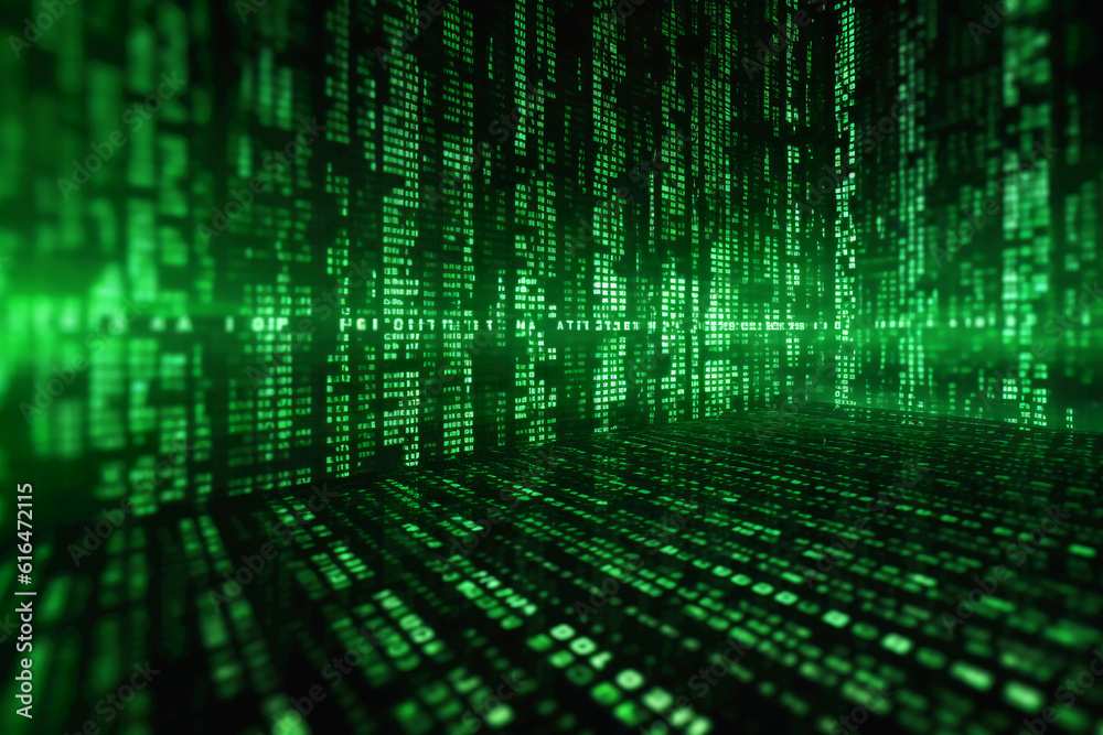 Matrix binary code background. AI generative