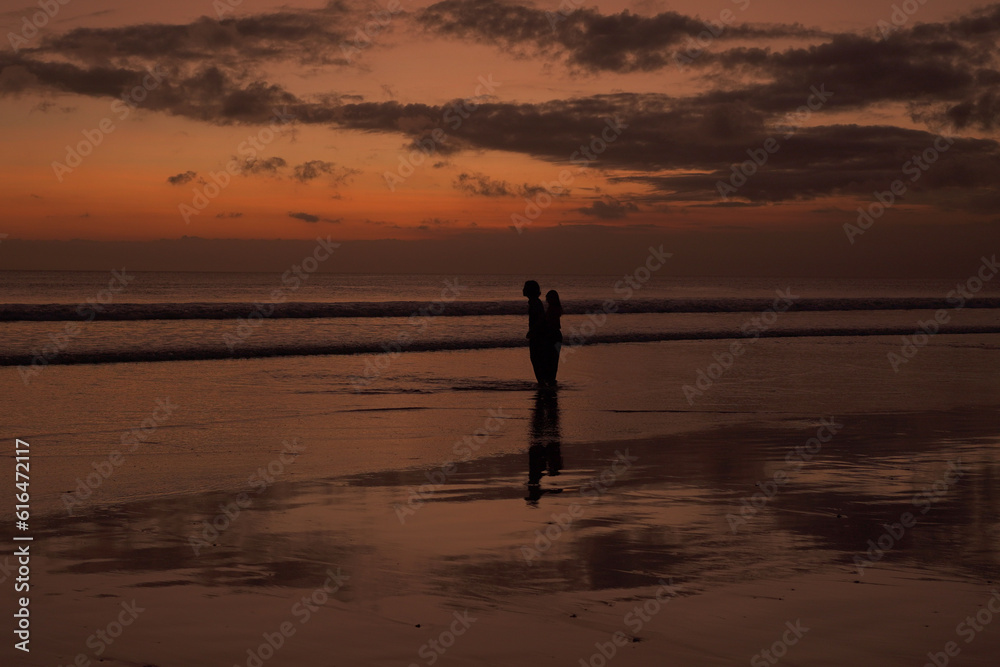 Beautiful bright sunset on a tropical paradise beach