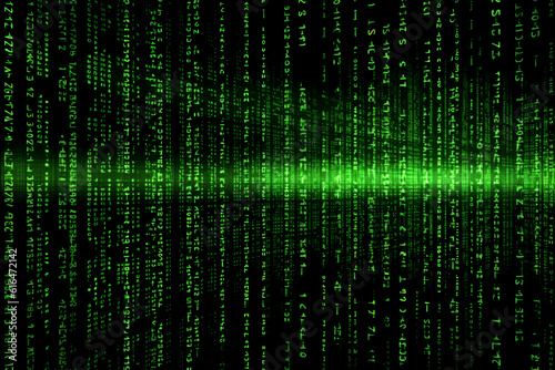 Matrix binary code background. AI generative photo
