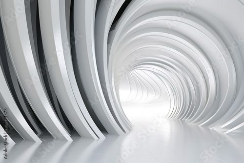 Abstract minimalistic white futuristic corridor background. Ai generated