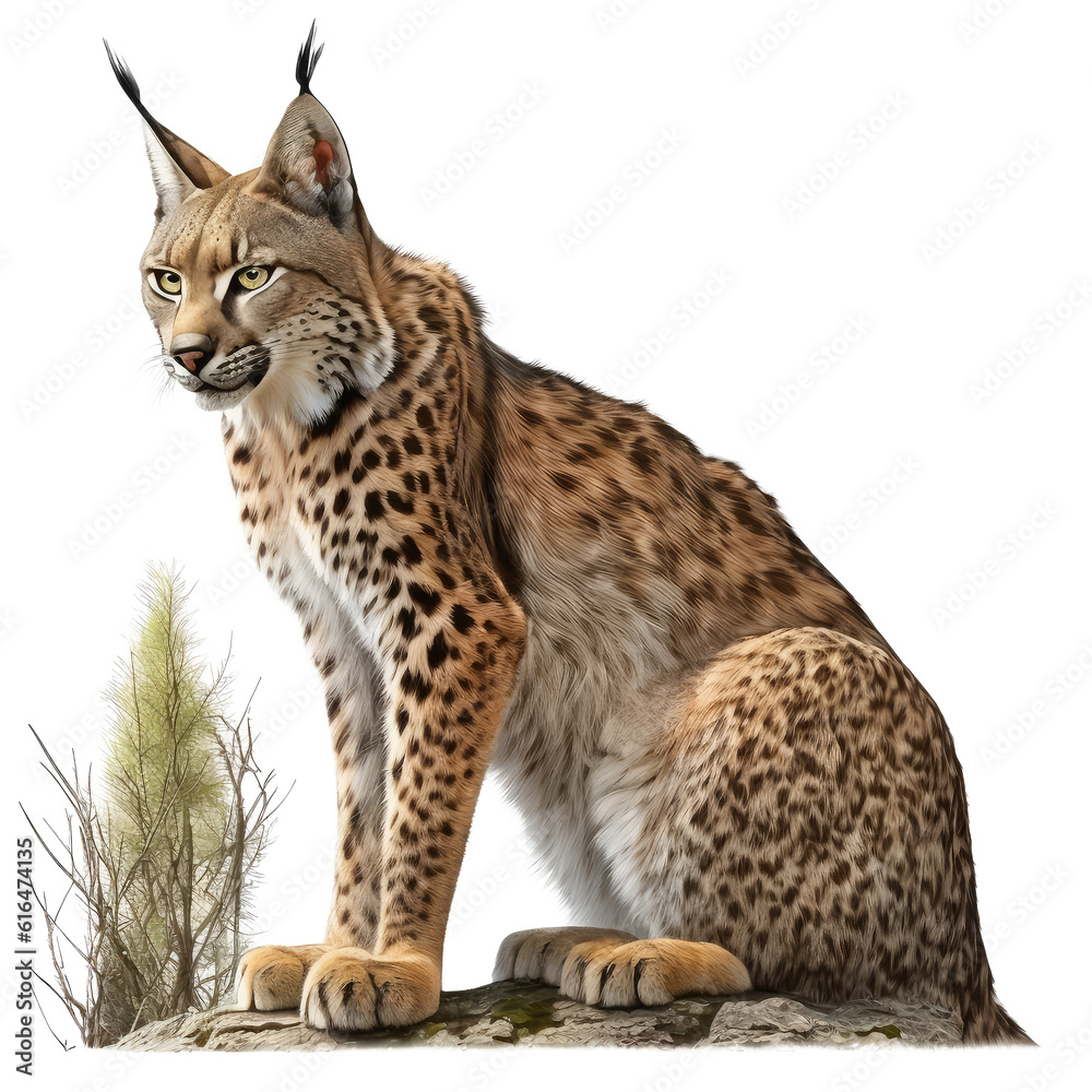 Fototapeta premium lberian lynx looking on background