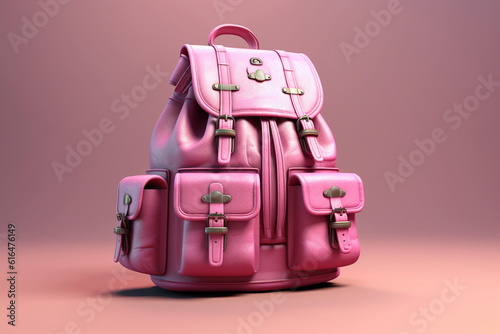Pink leather backpack AI-Generated 