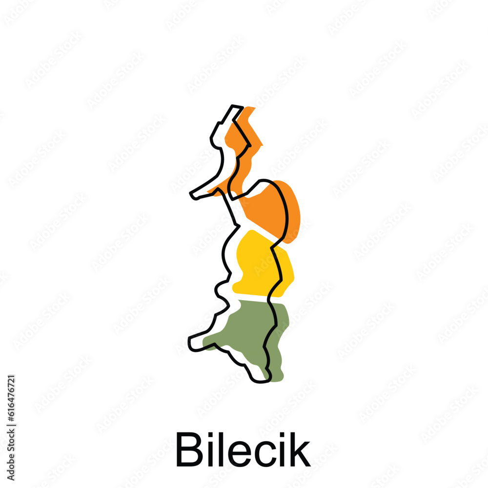 Bilecik world map vector design template, graphic style isolated on white background, suitable for your company
