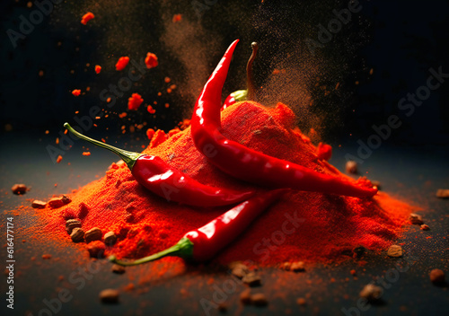 red chili on dark background