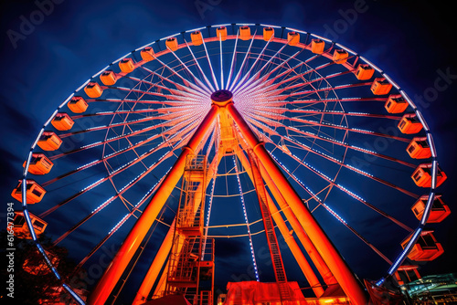 Nighttime Spectacle: Ferris Wheel Illumination. Generative AI