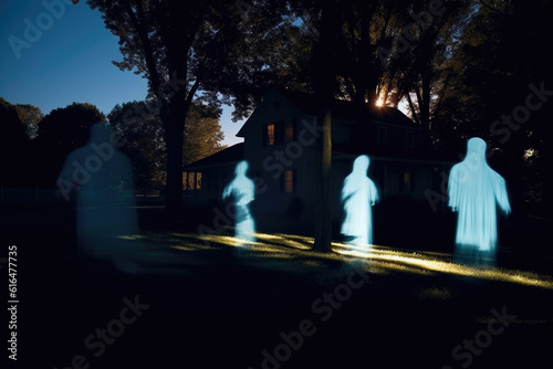 Ghosts Drift in the Moonlit Backyard. Generative AI