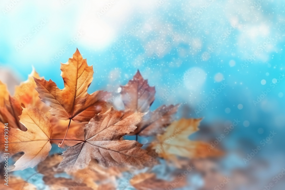 Photorealistic autumn leaves on a bright background. AI generative Photorealistic autumn leaves on a bright background. AI generative