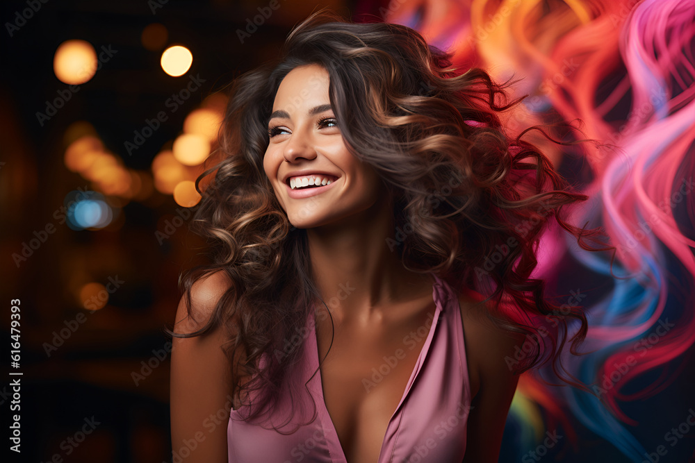 Generative ai studio portrait of beautiful woman brunette on color background Generative ai studio portrait of beautiful woman brunette on color background