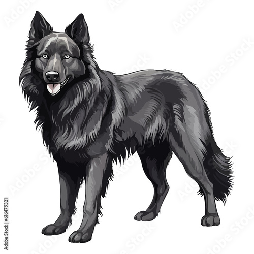 Adorable and Graceful: 2D Illustration of a Cute Belgian Sheepdog