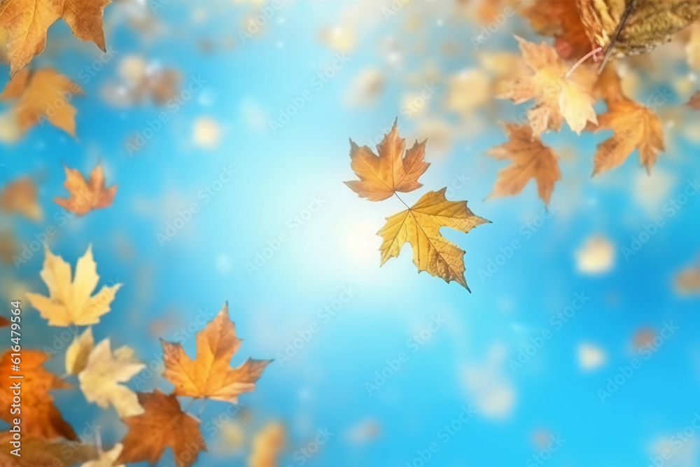 Photorealistic autumn leaves on a bright background. AI generative Photorealistic autumn leaves on a bright background. AI generative