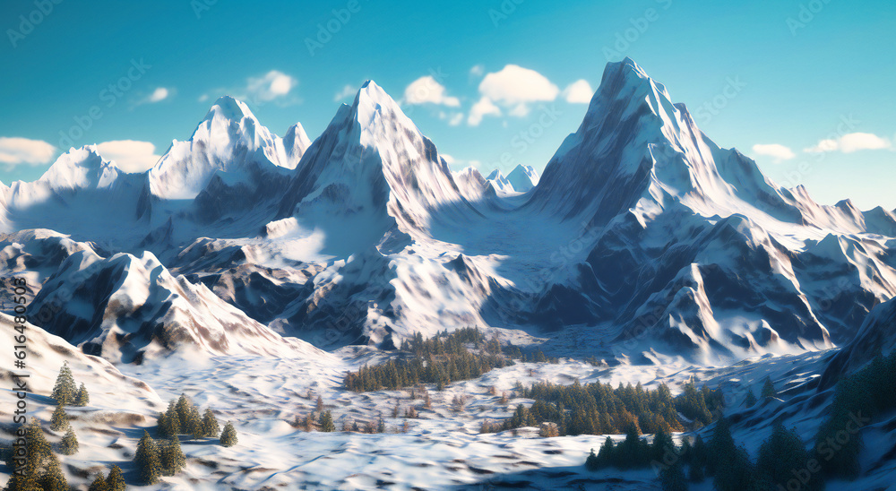 a hill with large snow capped mountains